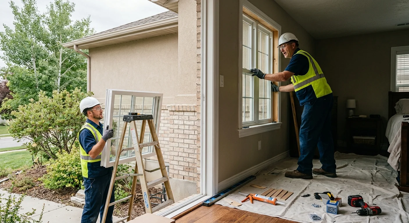 Homeowner reviewing a written window estimate at the table