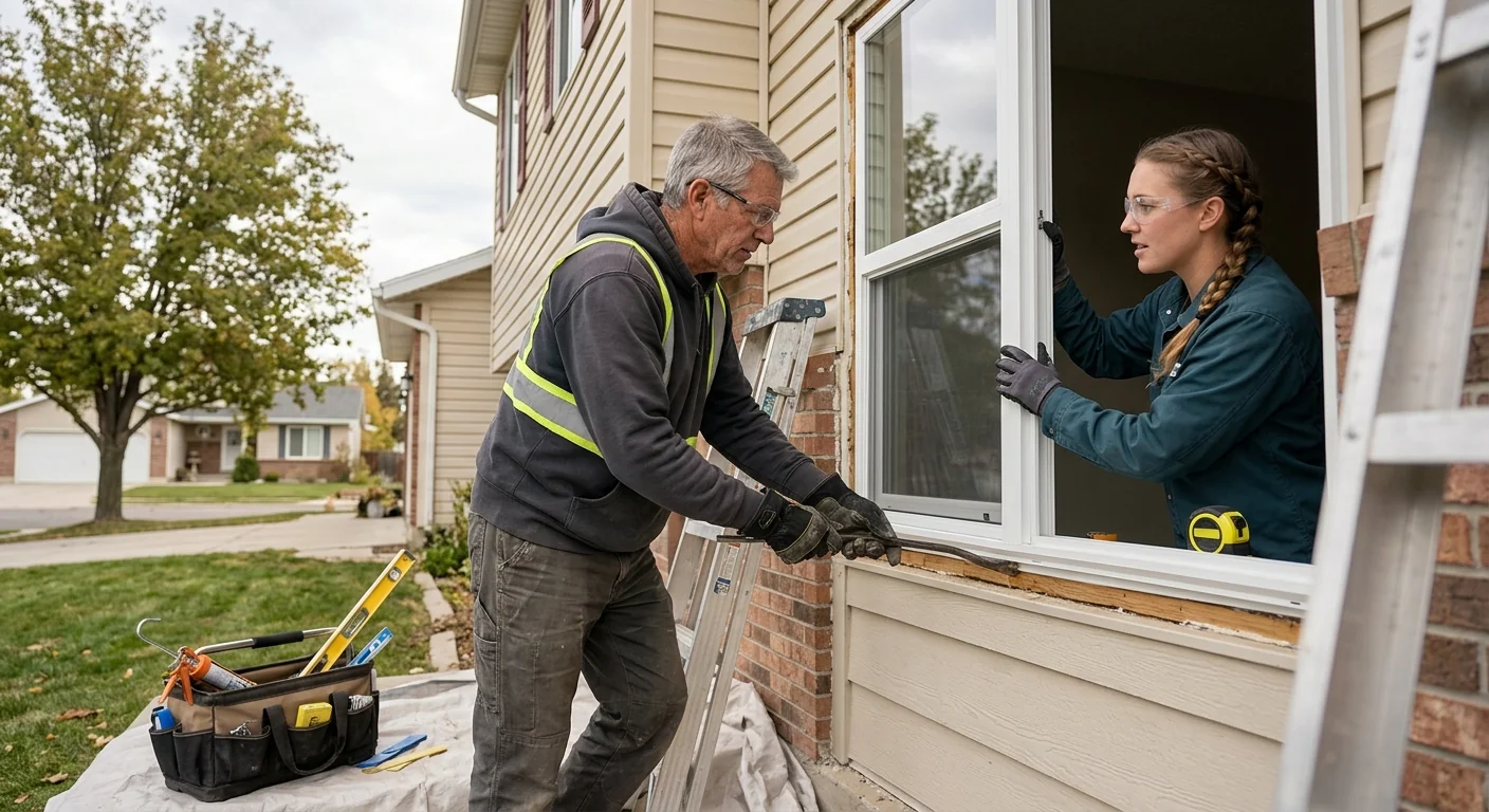 Technician setting a new insulated glass pane in a West Jordan home window